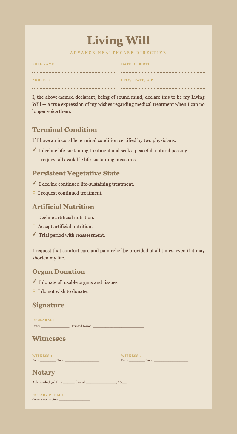 Paper Texture living will